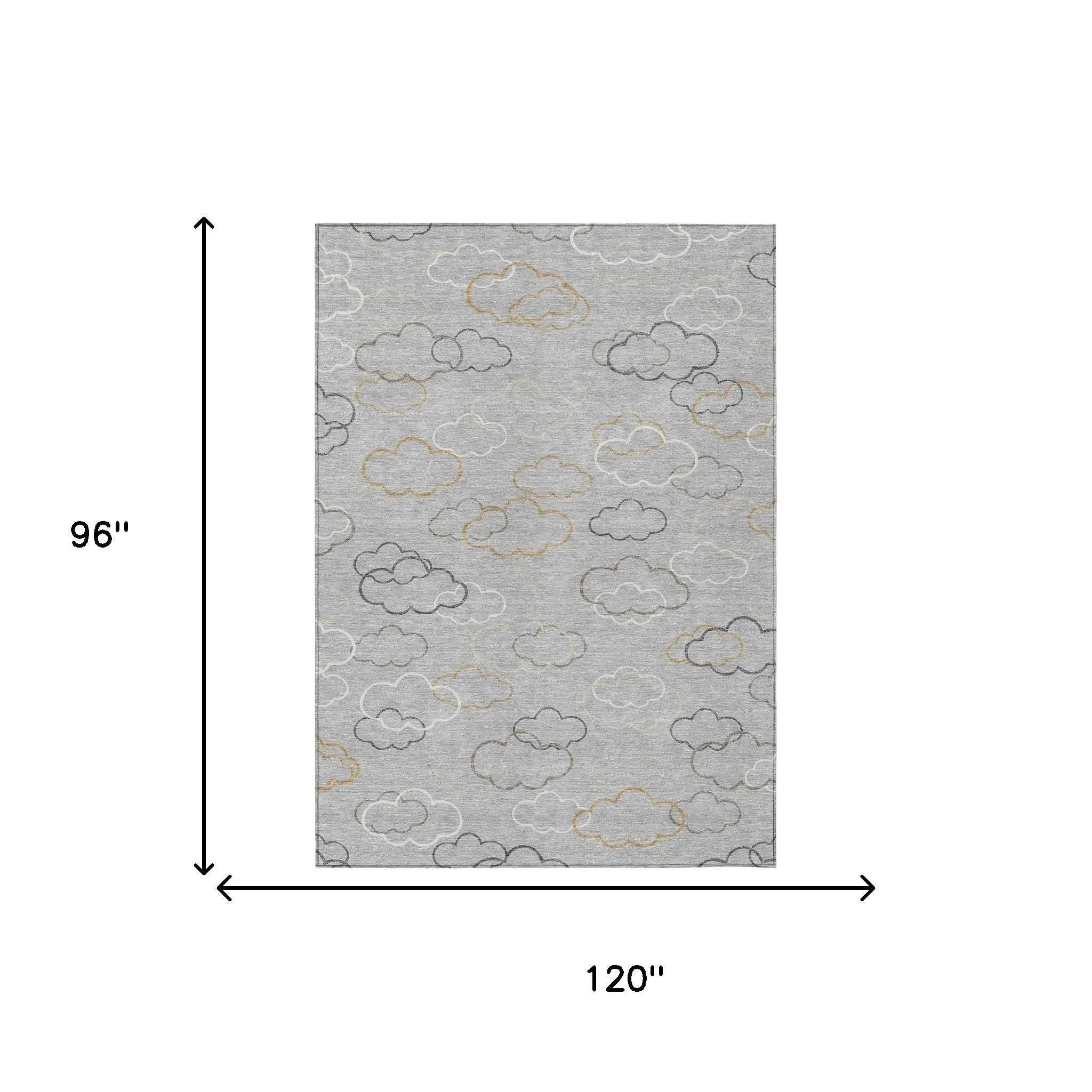 8' X 10' Silver And Beige Abstract Washable Indoor Outdoor Area Rug Homeroots Outdoor