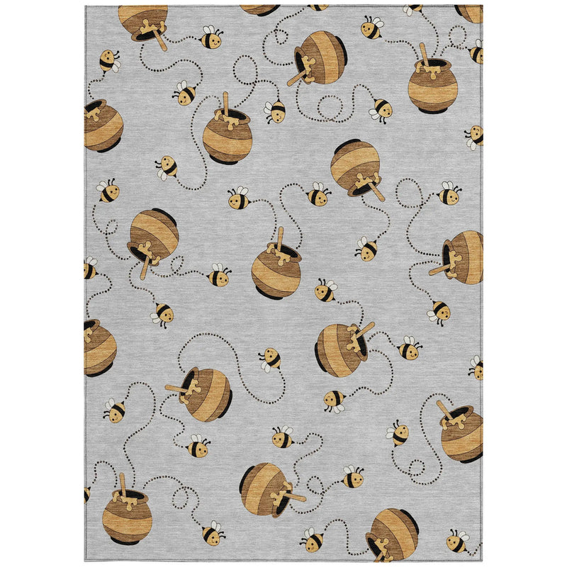 8' X 10' Silver And Beige Geometric Washable Indoor Outdoor Area Rug Homeroots Outdoor