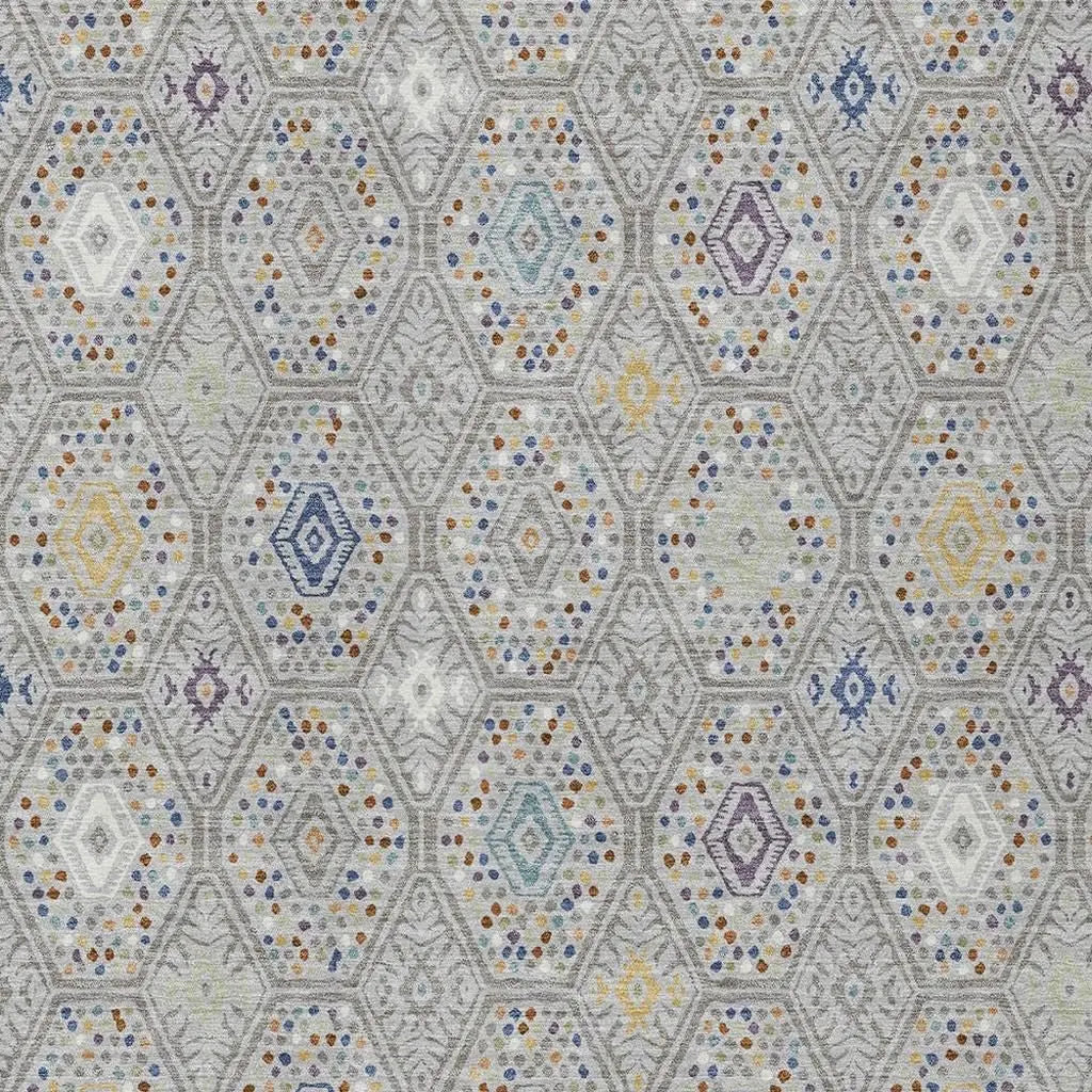 8' X 10' Silver And Brown Geometric Washable Indoor Outdoor Area Rug Homeroots Outdoor