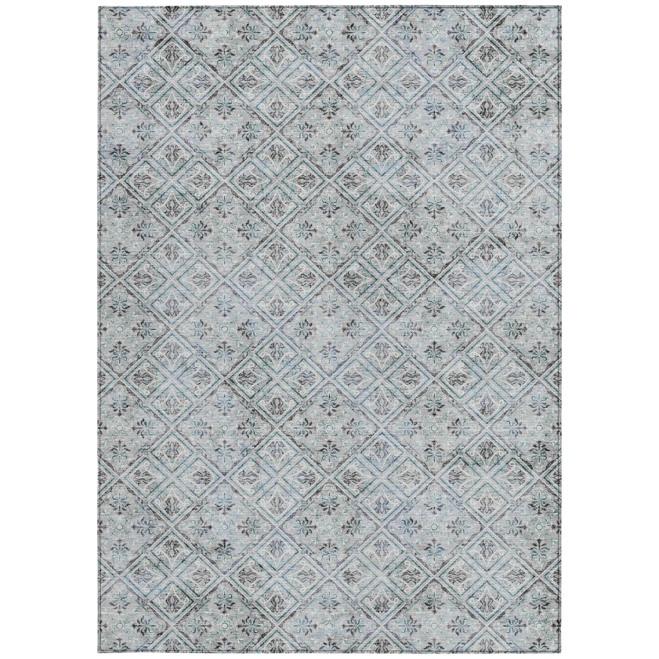 8' X 10' Silver And Brown Geometric Washable Indoor Outdoor Area Rug Homeroots Outdoor