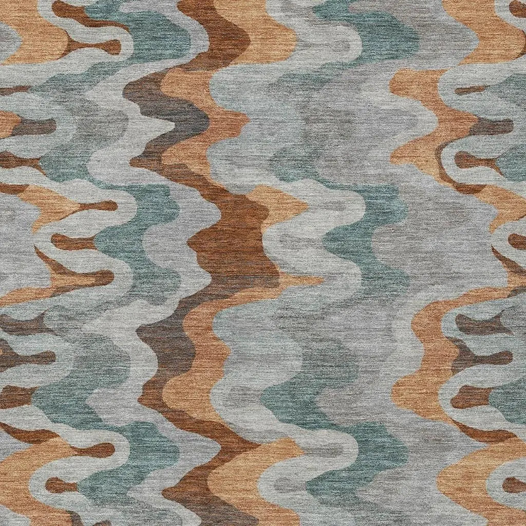 8' X 10' Silver And Copper Abstract Washable Indoor Outdoor Area Rug Homeroots Outdoor