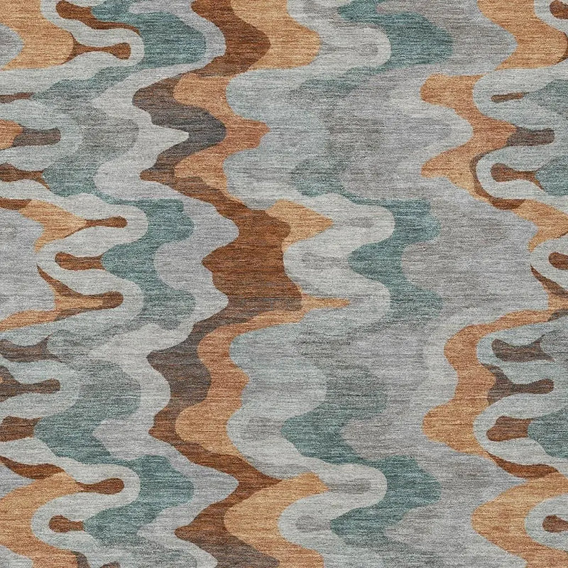 8' X 10' Silver And Copper Abstract Washable Indoor Outdoor Area Rug Homeroots Outdoor