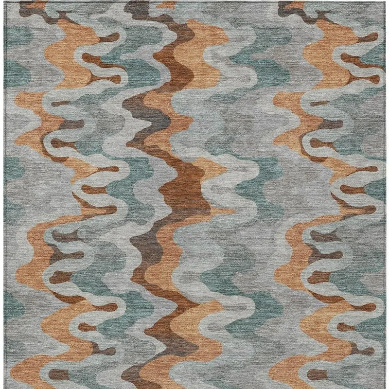 8' X 10' Silver And Copper Abstract Washable Indoor Outdoor Area Rug Homeroots Outdoor