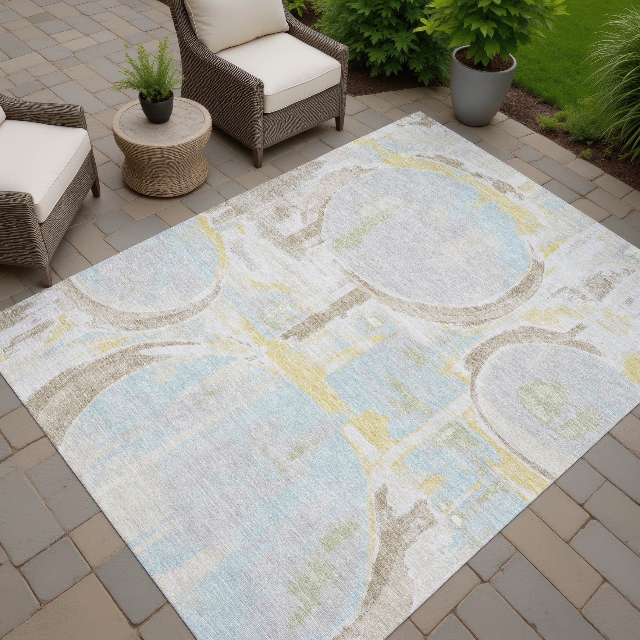 8' X 10' Silver And Gray Abstract Washable Indoor Outdoor Area Rug Homeroots Outdoor