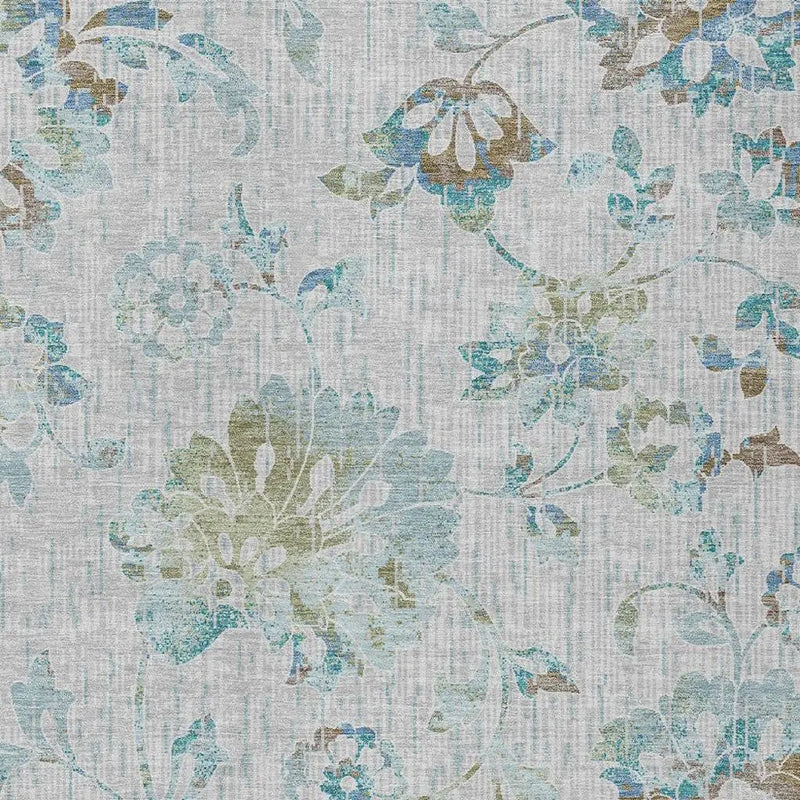 8' X 10' Silver And Gray Floral Washable Indoor Outdoor Area Rug Homeroots Outdoor