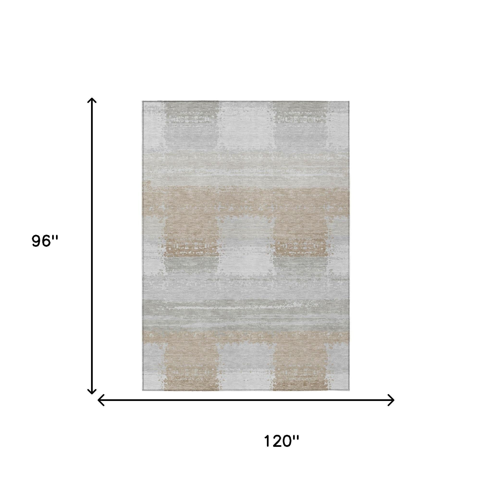 8' X 10' Silver And Gray Geometric Washable Indoor Outdoor Area Rug Homeroots Outdoor
