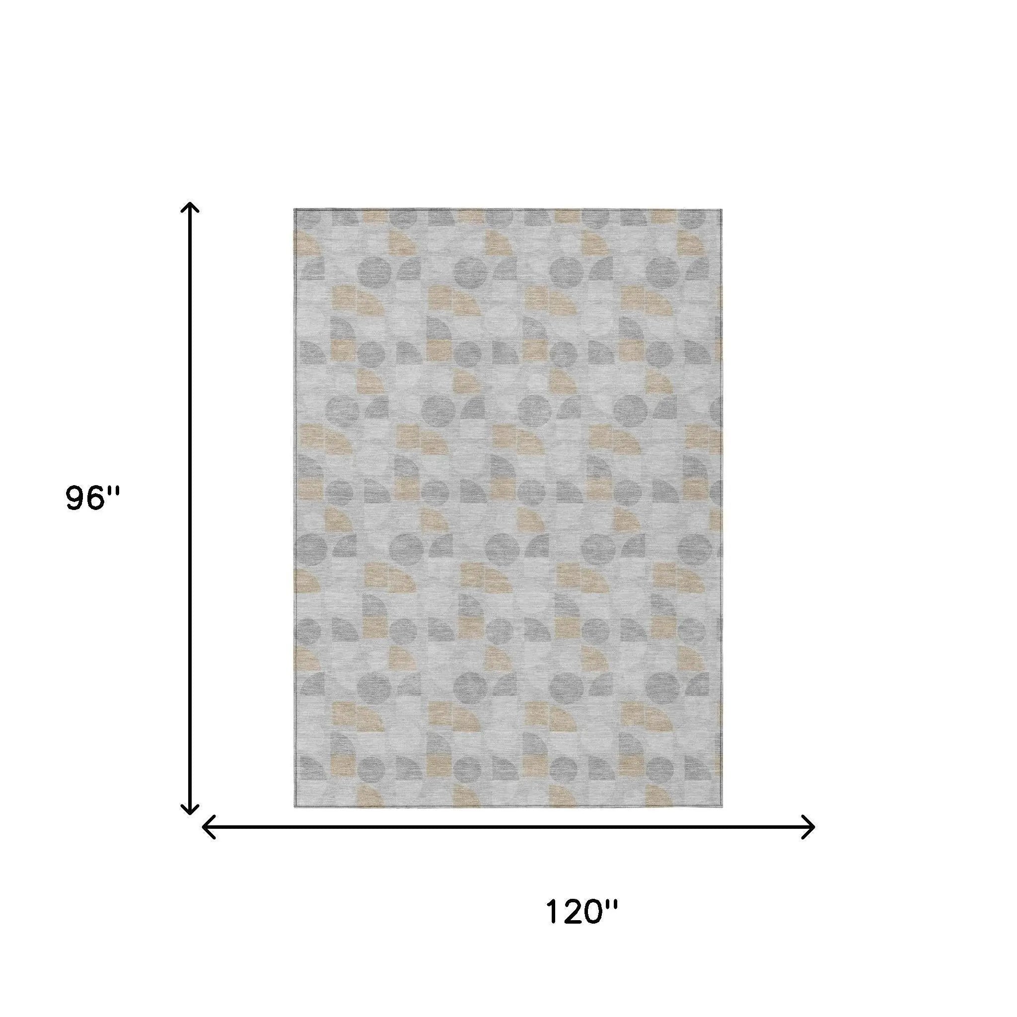 8' X 10' Silver And Gray Geometric Washable Indoor Outdoor Area Rug Homeroots Outdoor