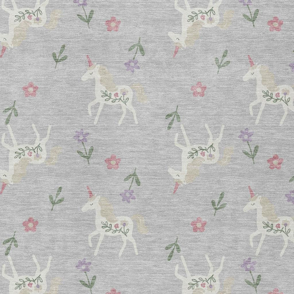 8' X 10' Silver And Ivory Floral Washable Indoor Outdoor Area Rug Homeroots Outdoor