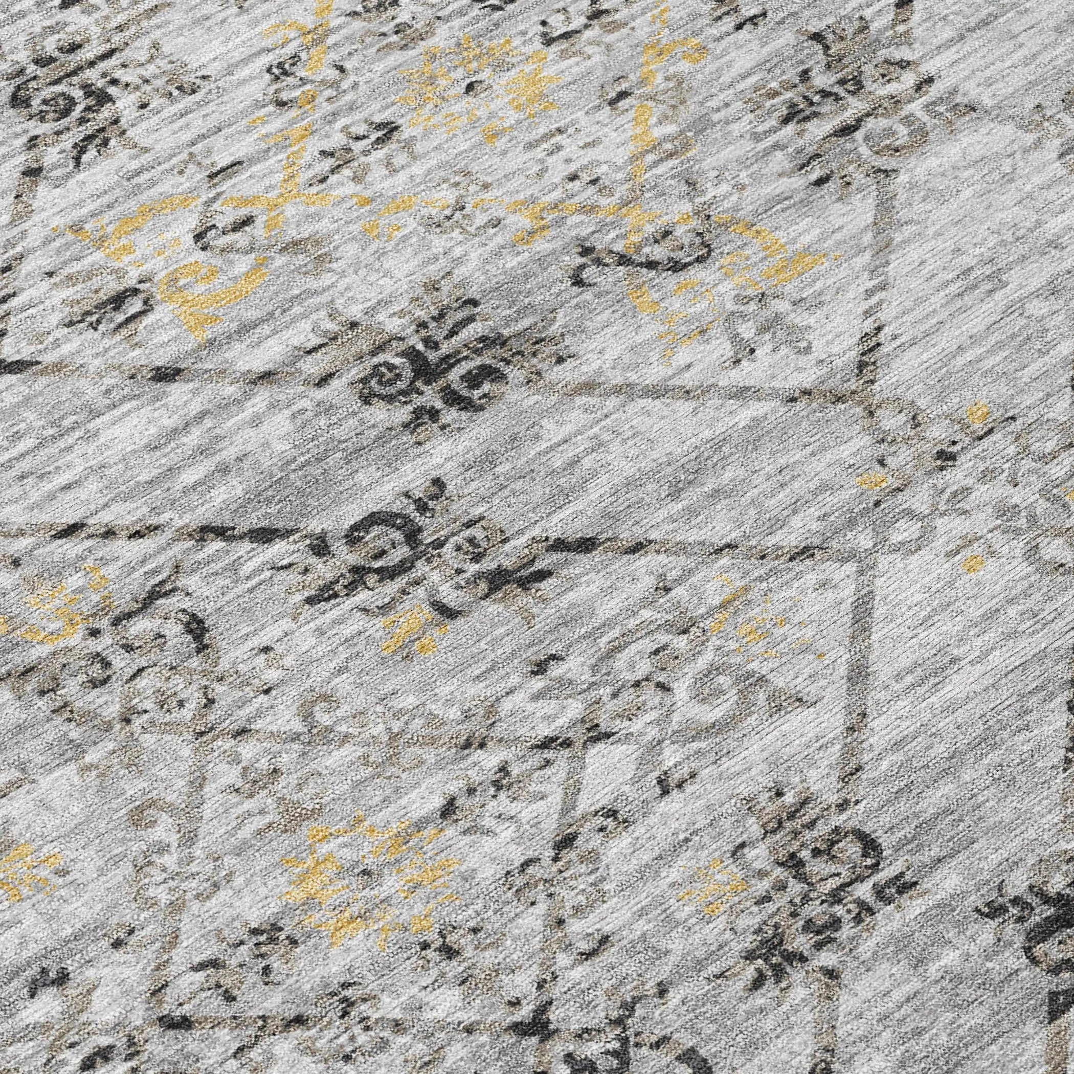 8' X 10' Silver And Ivory Geometric Washable Indoor Outdoor Area Rug Homeroots Outdoor