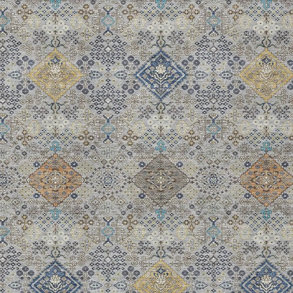 8' X 10' Silver And Navy Blue Oriental Washable Indoor Outdoor Area Rug Homeroots Outdoor