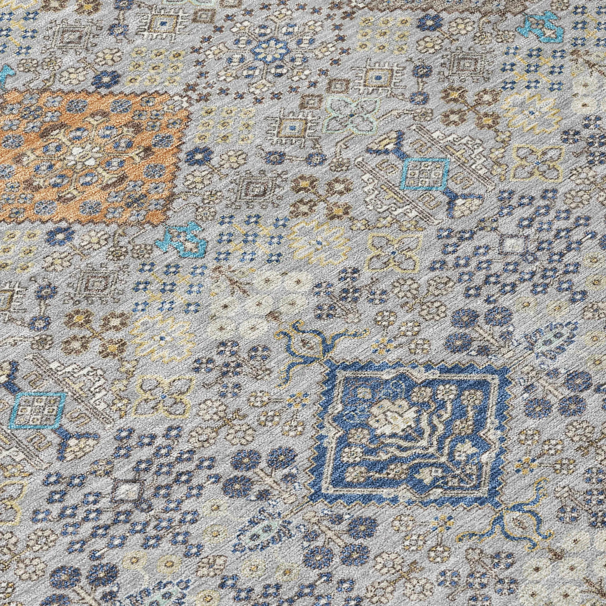 8' X 10' Silver And Navy Blue Oriental Washable Indoor Outdoor Area Rug Homeroots Outdoor