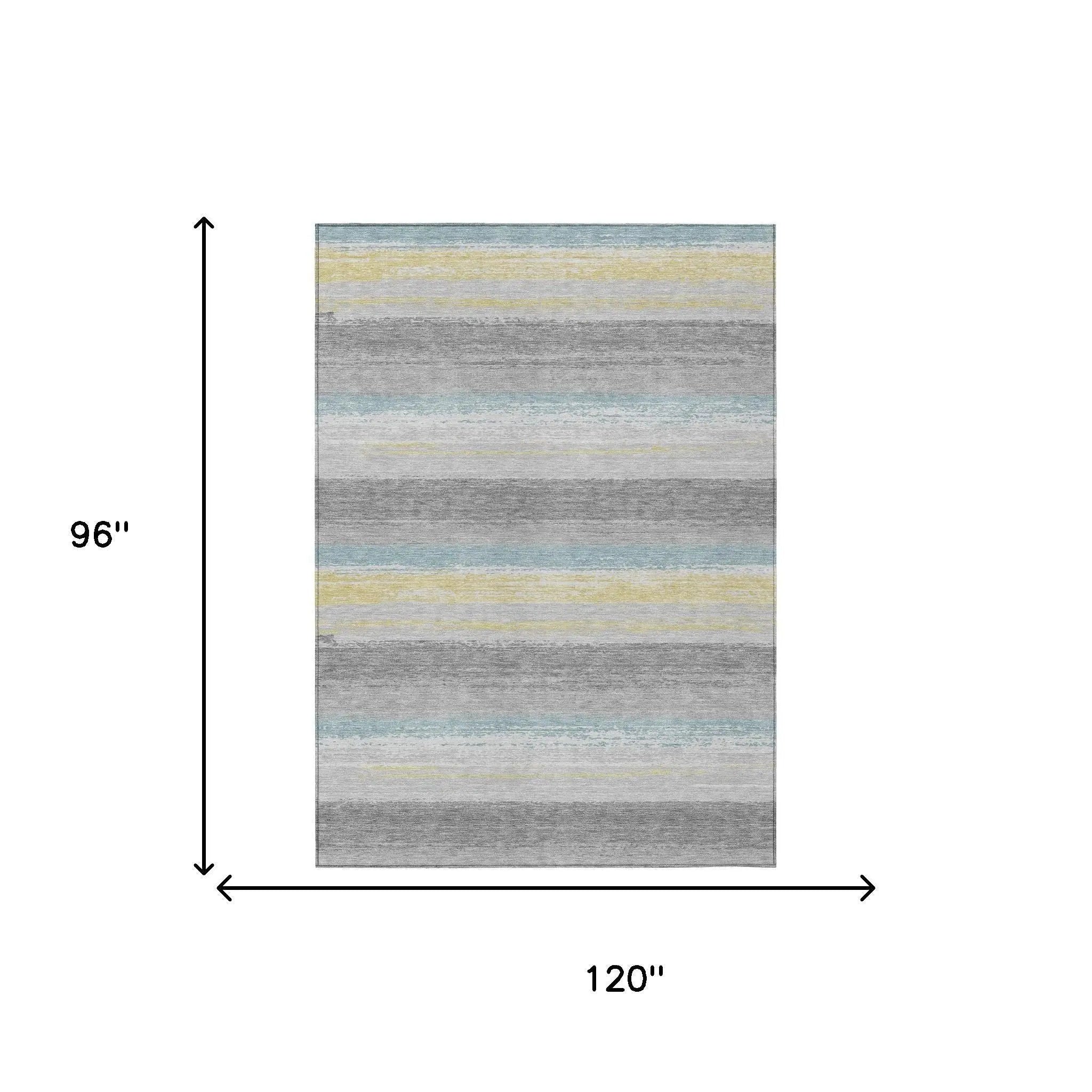8' X 10' Silver And Taupe Striped Washable Indoor Outdoor Area Rug Homeroots Outdoor