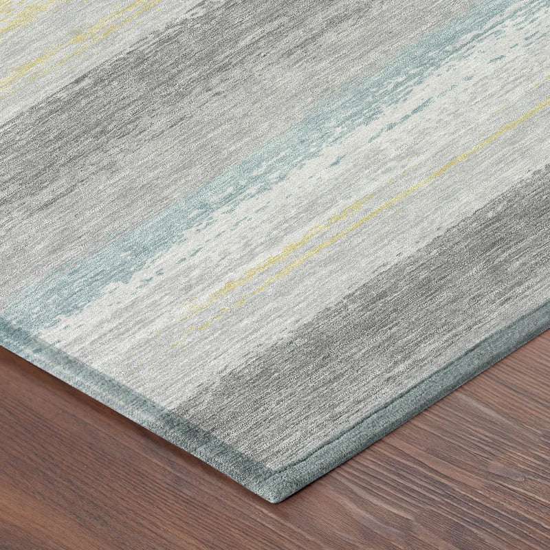 8' X 10' Silver And Taupe Striped Washable Indoor Outdoor Area Rug Homeroots Outdoor