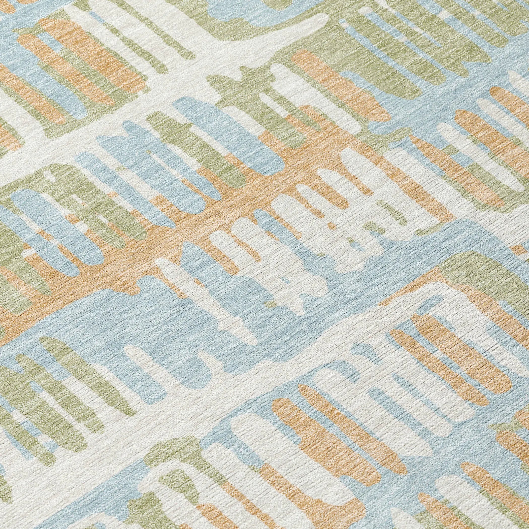 8' X 10' Sky Blue And Beige Abstract Washable Indoor Outdoor Area Rug Homeroots Outdoor