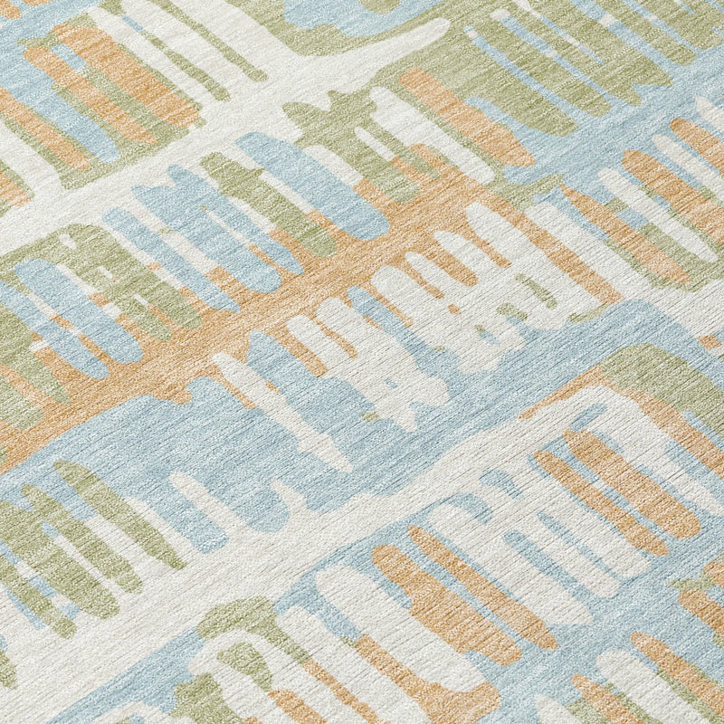 8' X 10' Sky Blue And Beige Abstract Washable Indoor Outdoor Area Rug Homeroots Outdoor