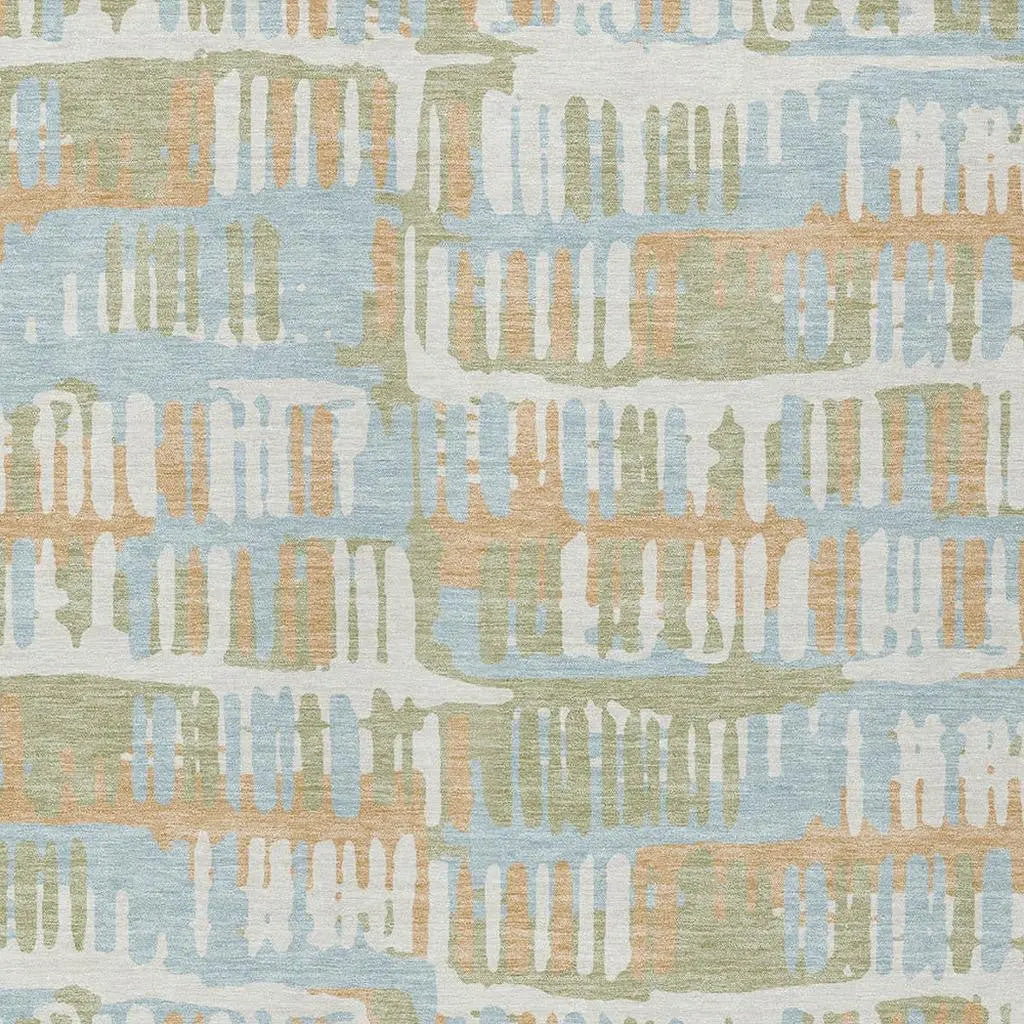 8' X 10' Sky Blue And Beige Abstract Washable Indoor Outdoor Area Rug Homeroots Outdoor