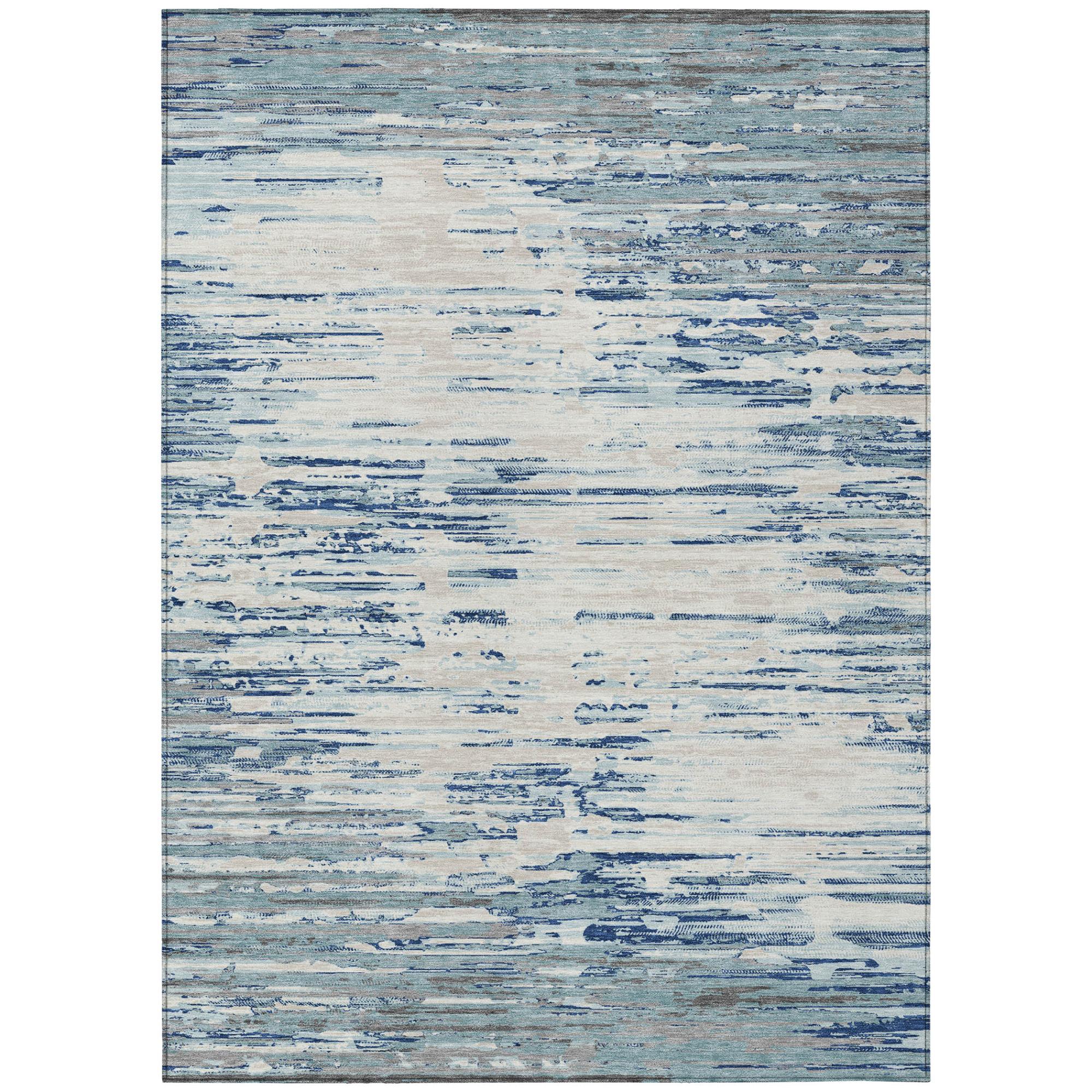 8' X 10' Sky Blue And Blue Abstract Washable Indoor Outdoor Area Rug Homeroots Outdoor
