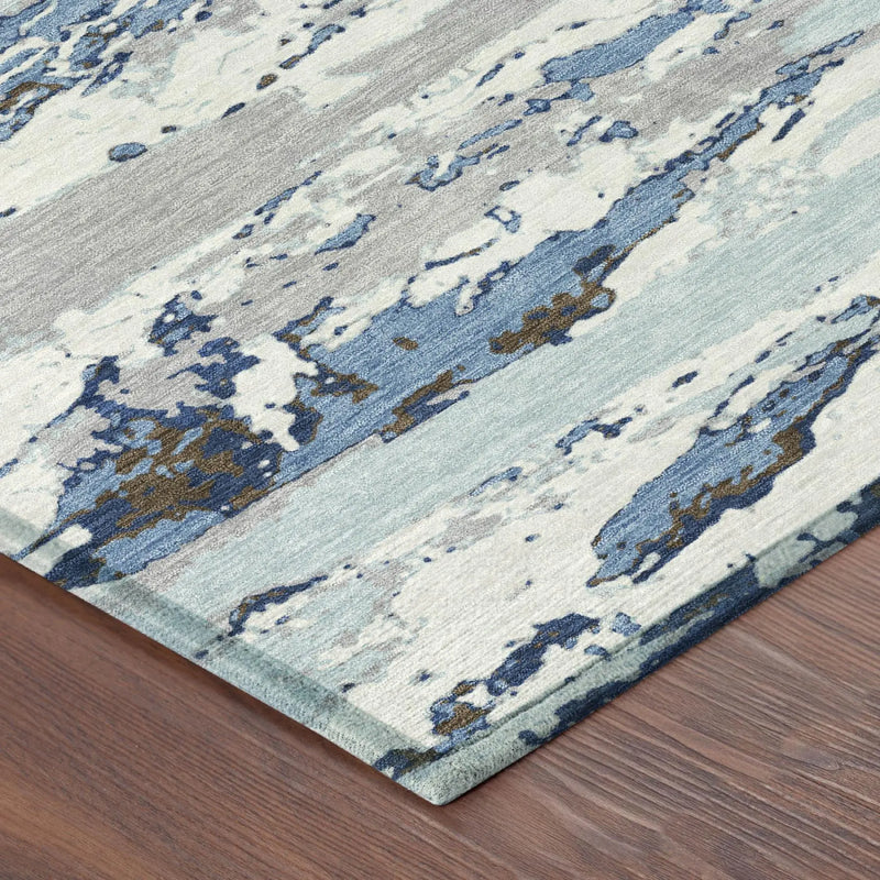 8' X 10' Sky Blue And Blue Abstract Washable Indoor Outdoor Area Rug Homeroots Outdoor