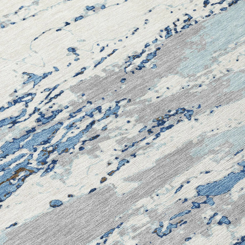8' X 10' Sky Blue And Blue Abstract Washable Indoor Outdoor Area Rug Homeroots Outdoor