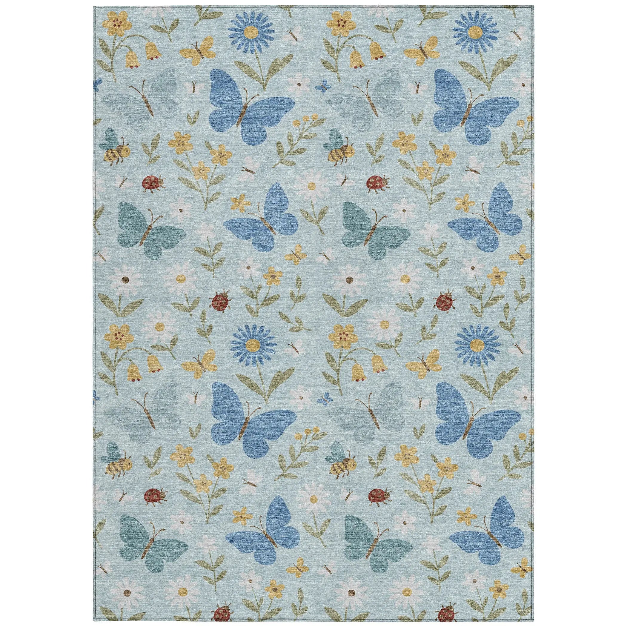 8' X 10' Sky Blue And Blue Abstract Washable Indoor Outdoor Area Rug Homeroots Outdoor