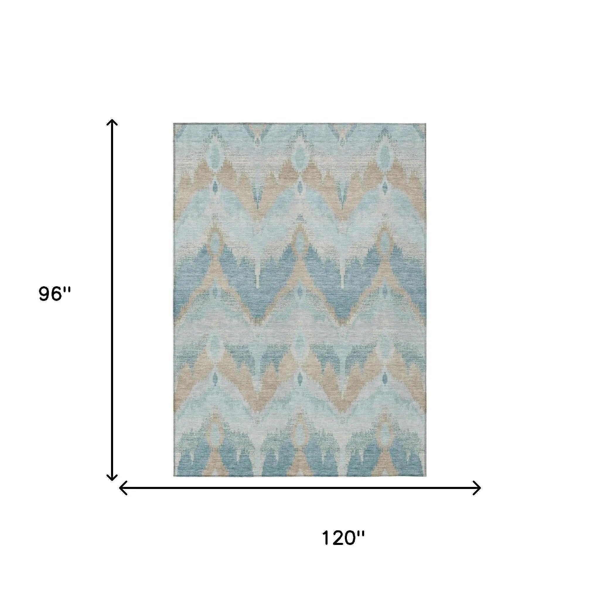 8' X 10' Sky Blue And Blue Abstract Washable Indoor Outdoor Area Rug Homeroots Outdoor