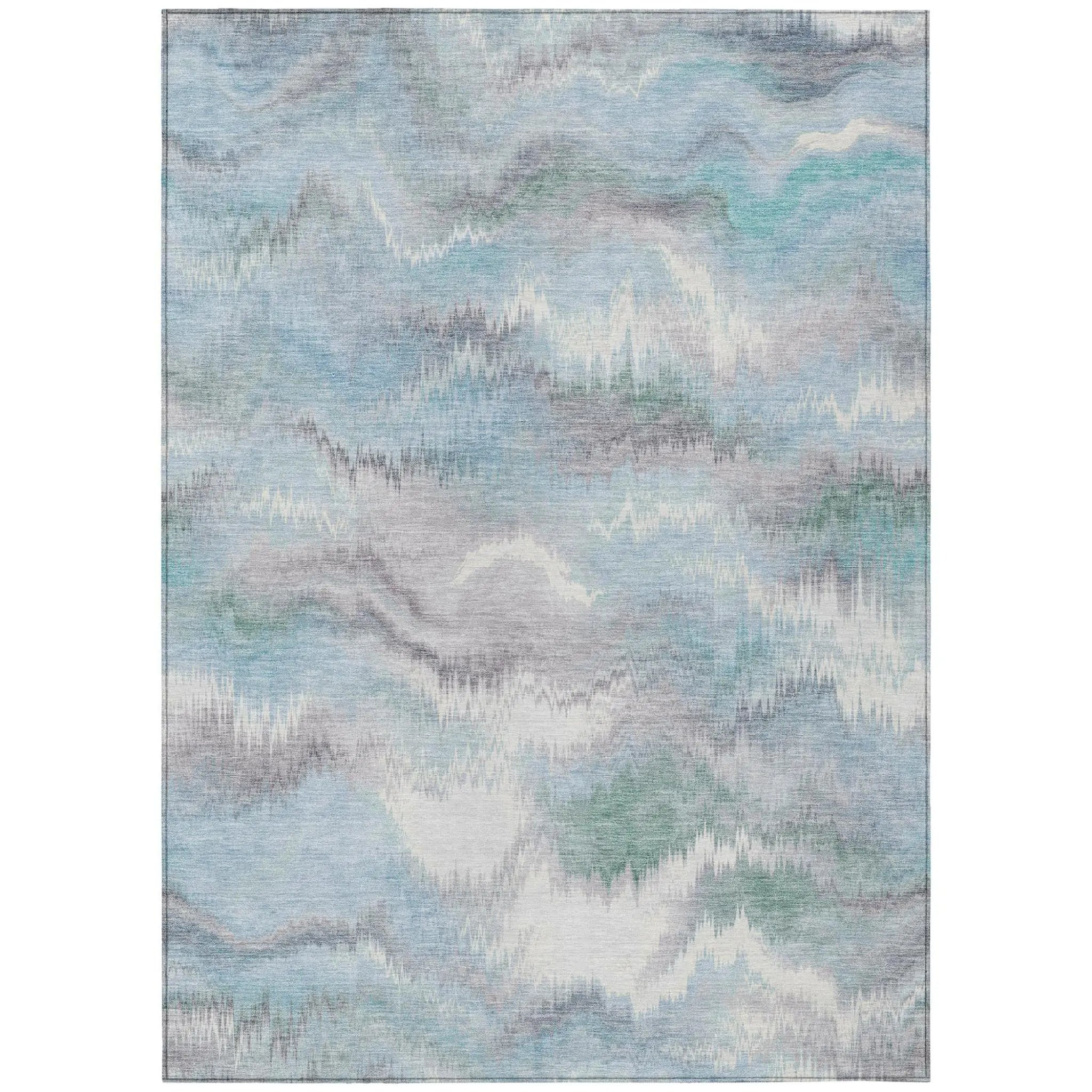 8' X 10' Sky Blue And Blue Abstract Washable Indoor Outdoor Area Rug Homeroots Outdoor