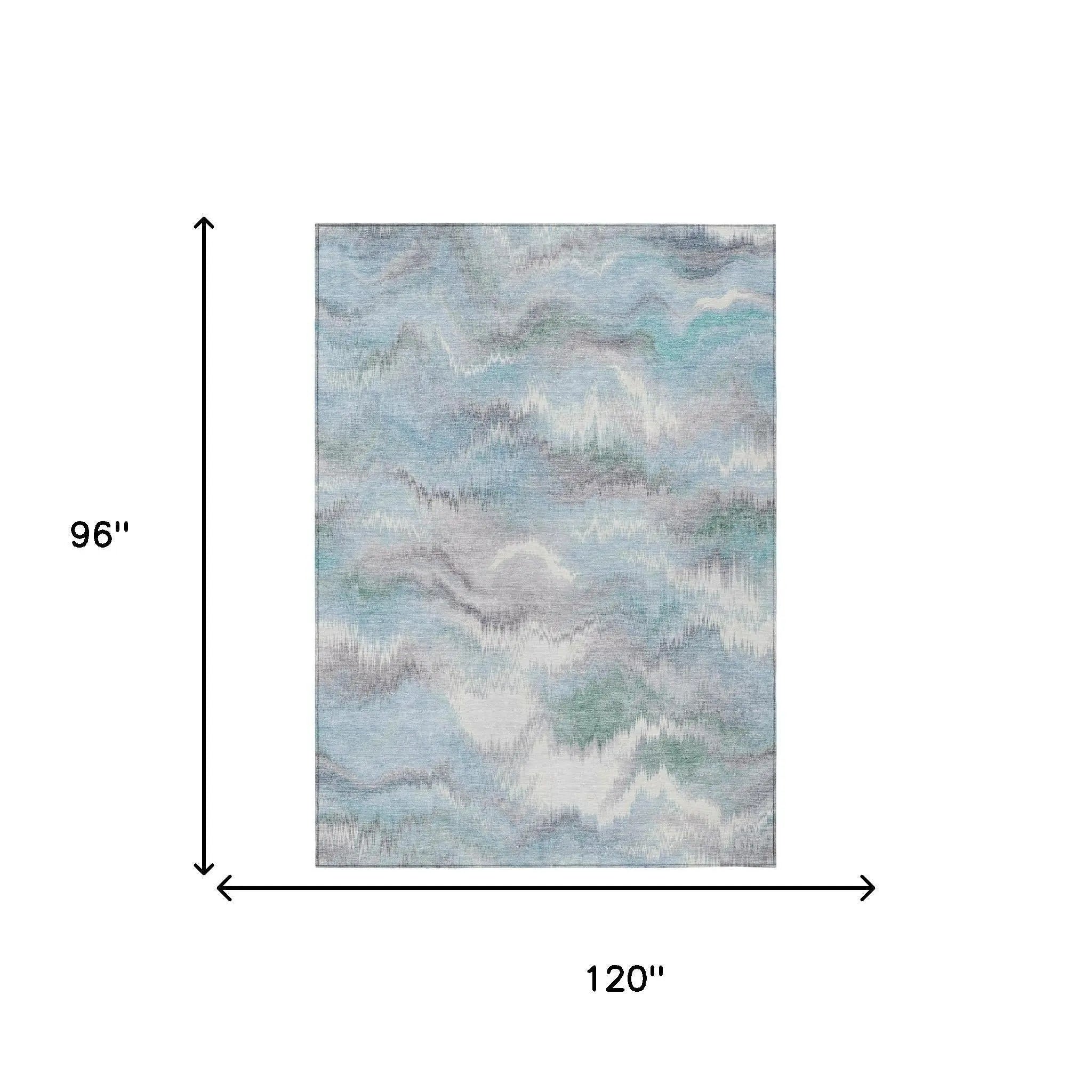 8' X 10' Sky Blue And Blue Abstract Washable Indoor Outdoor Area Rug Homeroots Outdoor