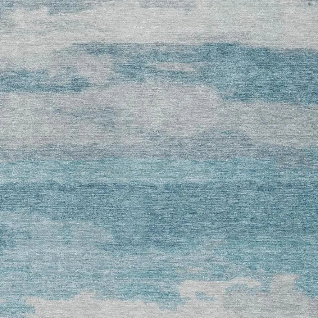 8' X 10' Sky Blue And Blue Abstract Washable Indoor Outdoor Area Rug Homeroots Outdoor