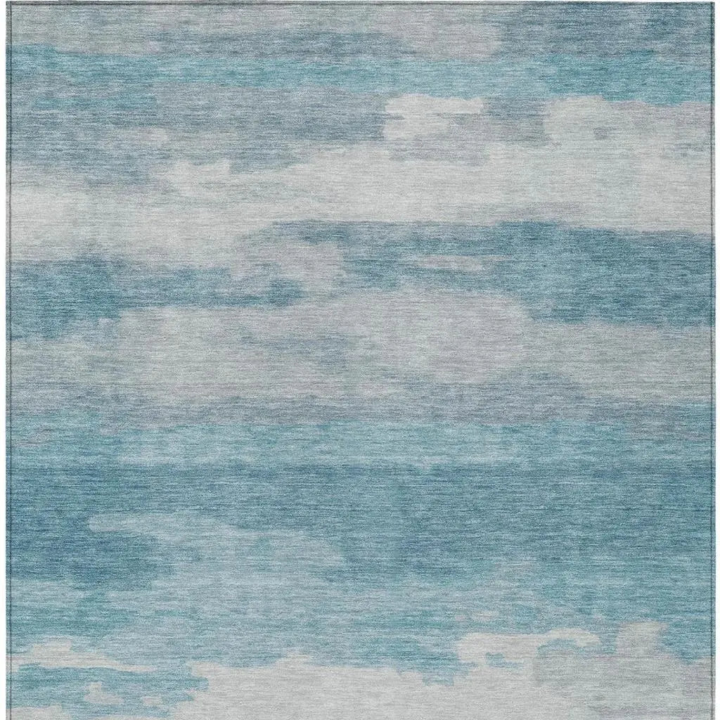 8' X 10' Sky Blue And Blue Abstract Washable Indoor Outdoor Area Rug Homeroots Outdoor