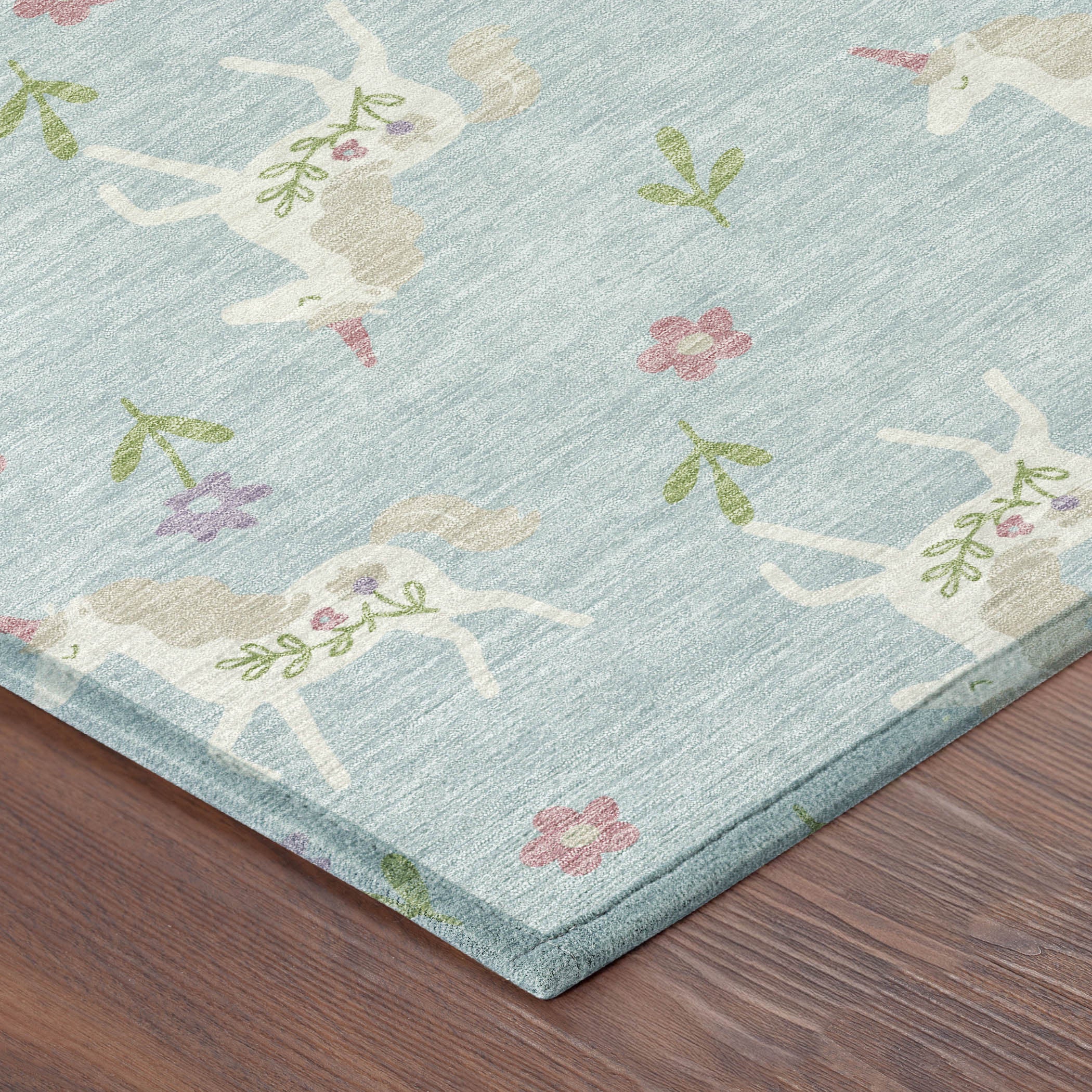 8' X 10' Sky Blue And Blue Floral Washable Indoor Outdoor Area Rug Homeroots Outdoor