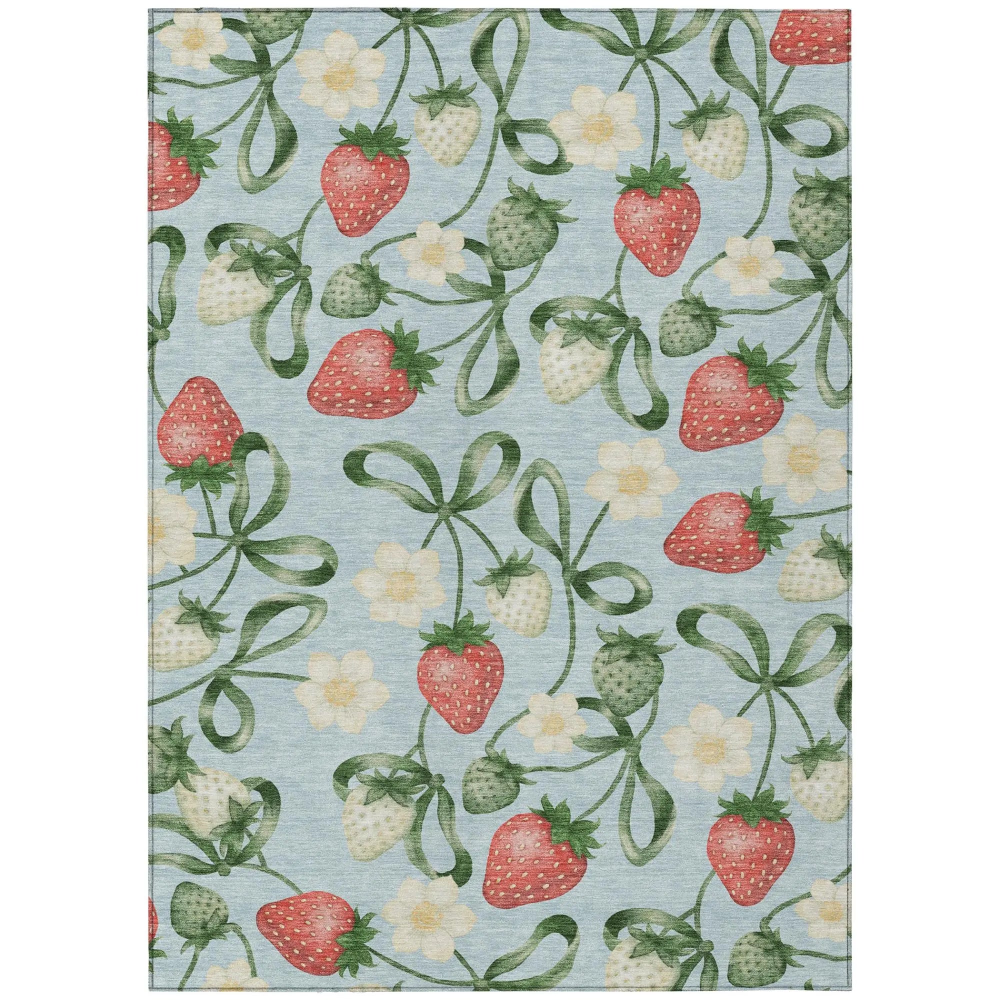 8' X 10' Sky Blue And Blue Floral Washable Indoor Outdoor Area Rug Homeroots Outdoor