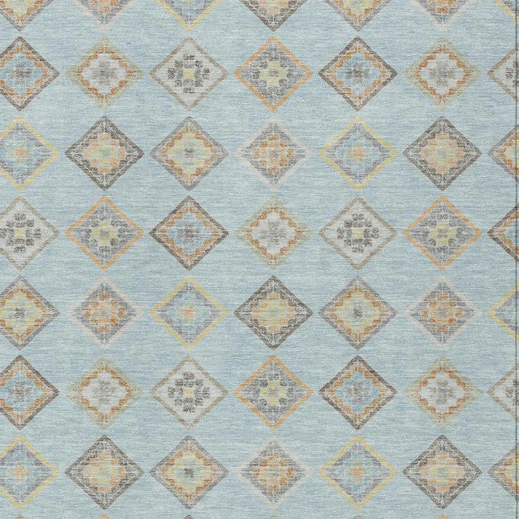 8' X 10' Sky Blue And Blue Geometric Washable Indoor Outdoor Area Rug Homeroots Outdoor