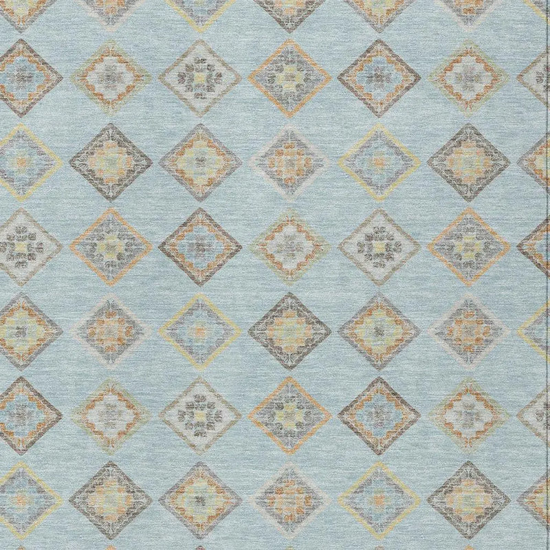 8' X 10' Sky Blue And Blue Geometric Washable Indoor Outdoor Area Rug Homeroots Outdoor