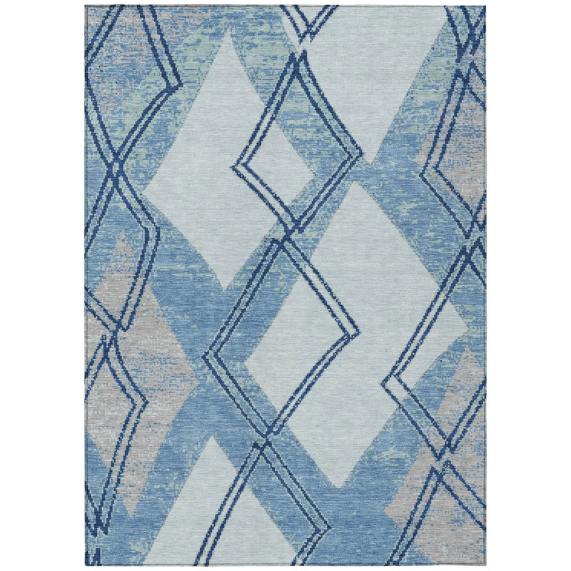 8' X 10' Sky Blue And Blue Geometric Washable Indoor Outdoor Area Rug Homeroots Outdoor