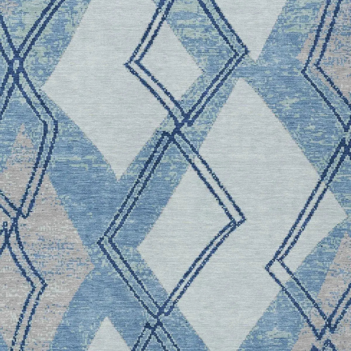8' X 10' Sky Blue And Blue Geometric Washable Indoor Outdoor Area Rug Homeroots Outdoor