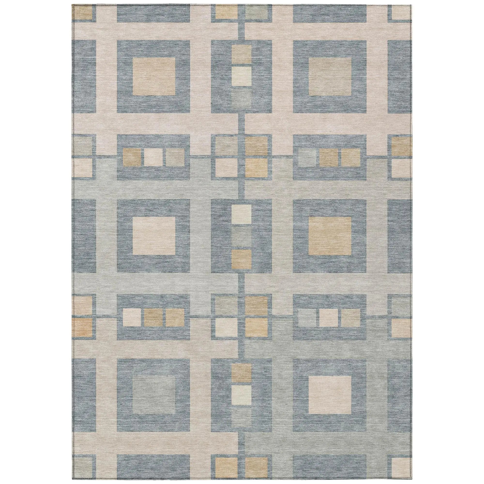 8' X 10' Sky Blue And Blue Geometric Washable Indoor Outdoor Area Rug Homeroots Outdoor