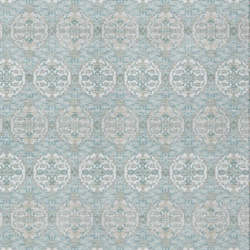 8' X 10' Sky Blue And Blue Striped Washable Indoor Outdoor Area Rug Homeroots Outdoor