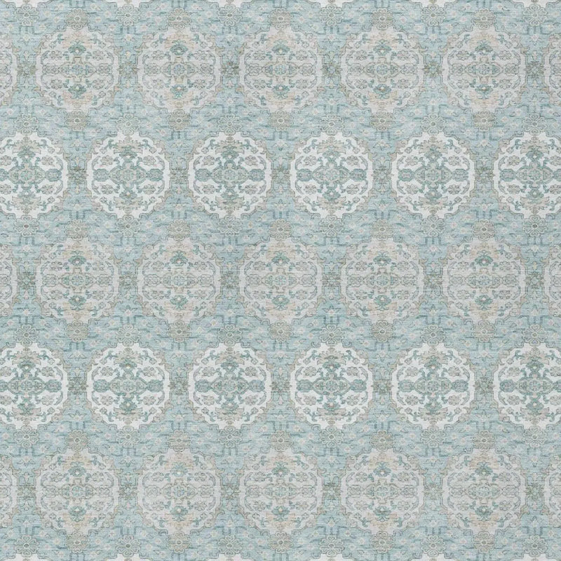 8' X 10' Sky Blue And Blue Striped Washable Indoor Outdoor Area Rug Homeroots Outdoor