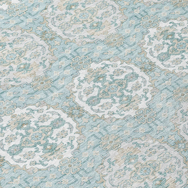 8' X 10' Sky Blue And Blue Striped Washable Indoor Outdoor Area Rug Homeroots Outdoor