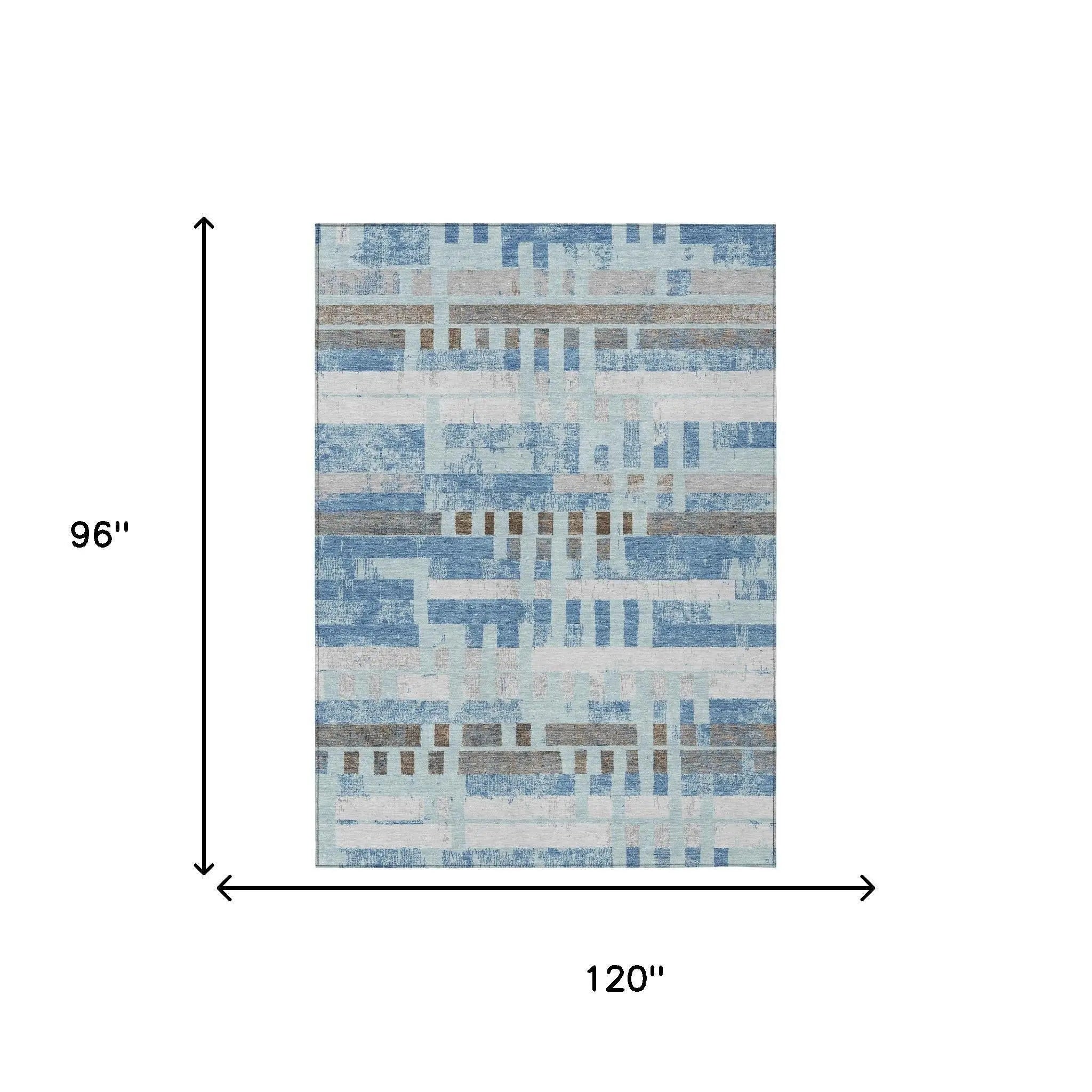 8' X 10' Sky Blue And Blue Striped Washable Indoor Outdoor Area Rug Homeroots Outdoor