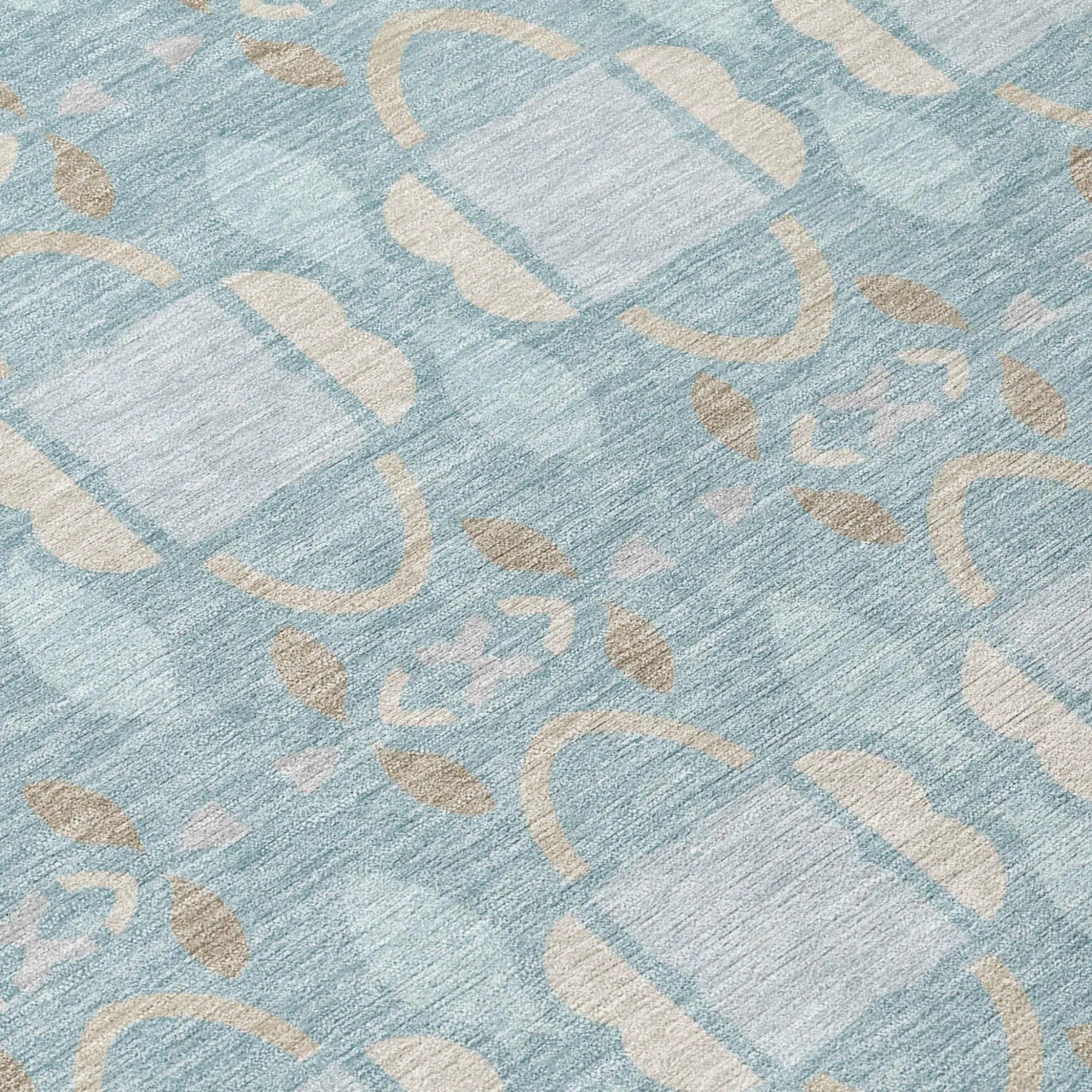 8' X 10' Sky Blue And Blue Striped Washable Indoor Outdoor Area Rug Homeroots Outdoor