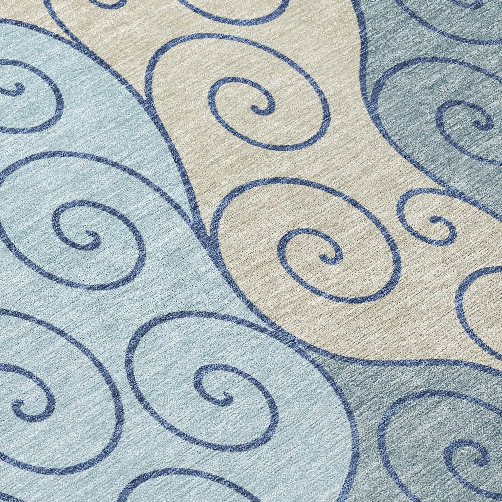 8' X 10' Sky Blue And Denim Blue Abstract Washable Indoor Outdoor Area Rug Homeroots Outdoor