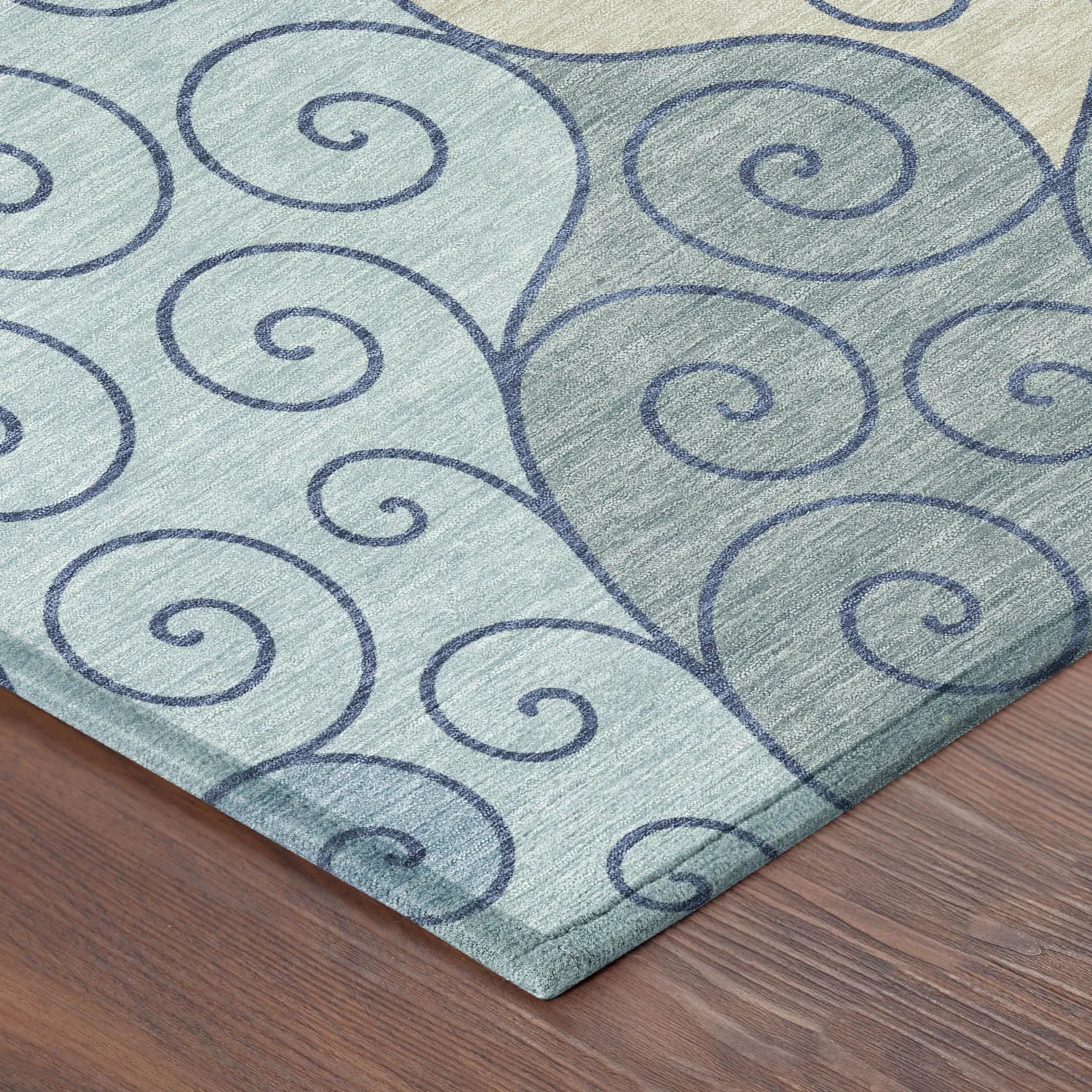 8' X 10' Sky Blue And Denim Blue Abstract Washable Indoor Outdoor Area Rug Homeroots Outdoor