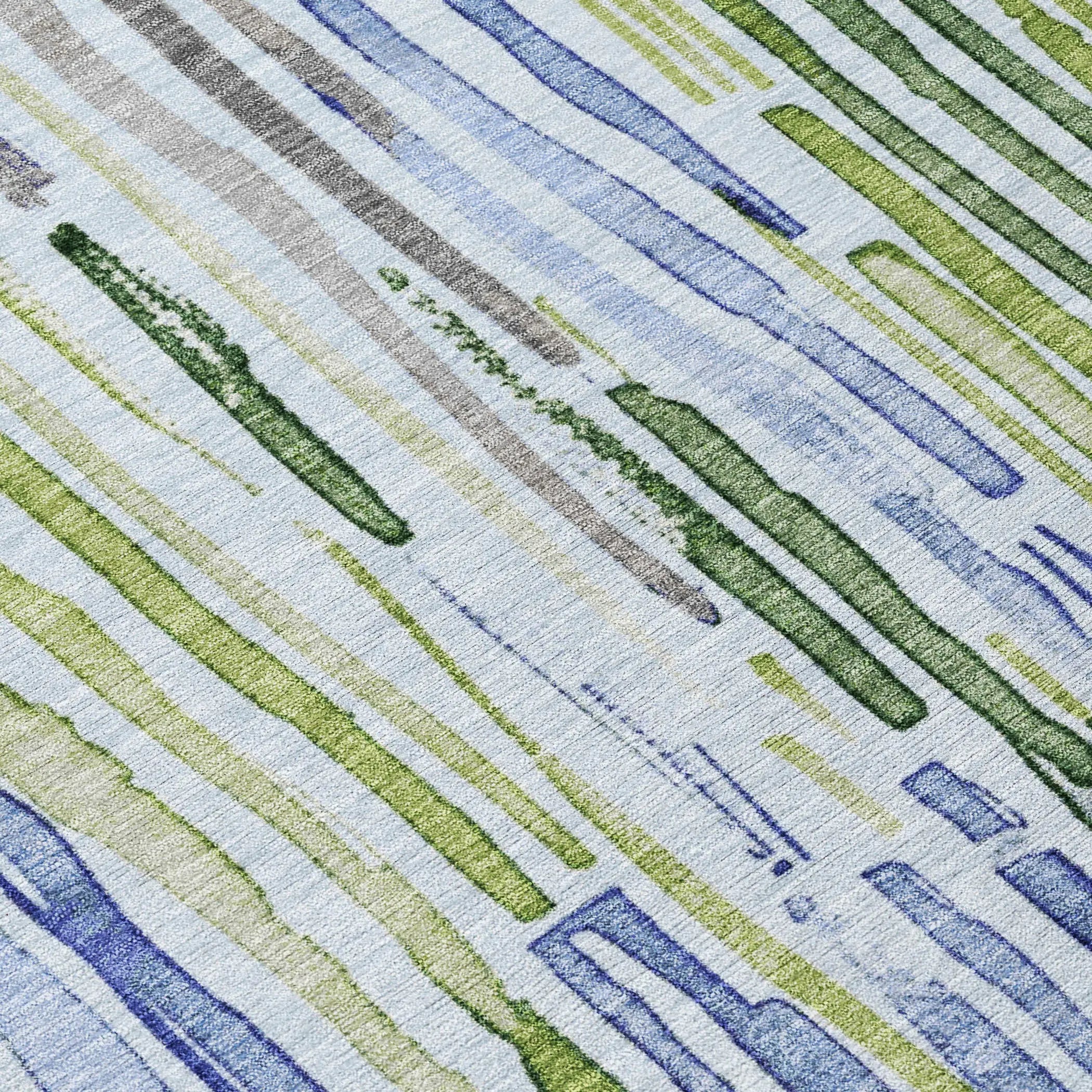 8' X 10' Sky Blue And Fern Green Striped Washable Indoor Outdoor Area Rug Homeroots Outdoor