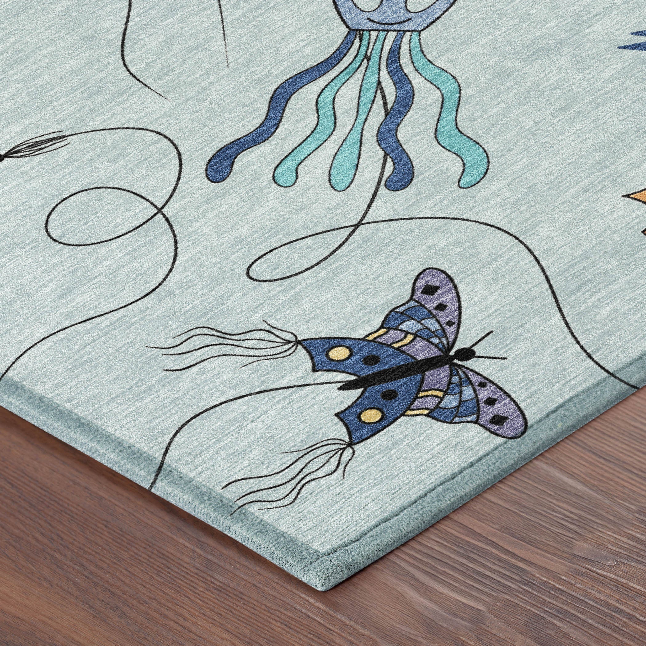 8' X 10' Sky Blue And Gold Geometric Washable Indoor Outdoor Area Rug Homeroots Outdoor