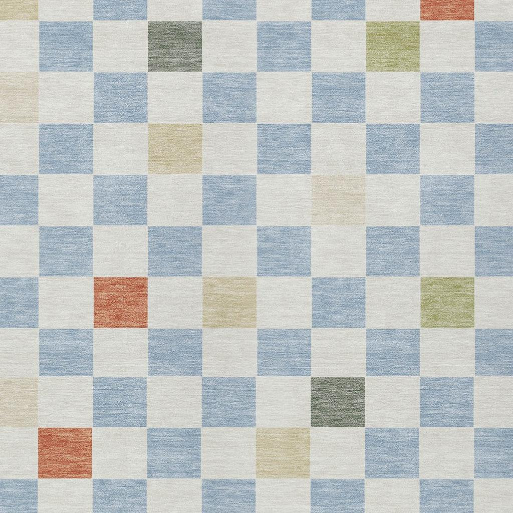 8' X 10' Sky Blue And Gray Geometric Washable Indoor Outdoor Area Rug Homeroots Outdoor