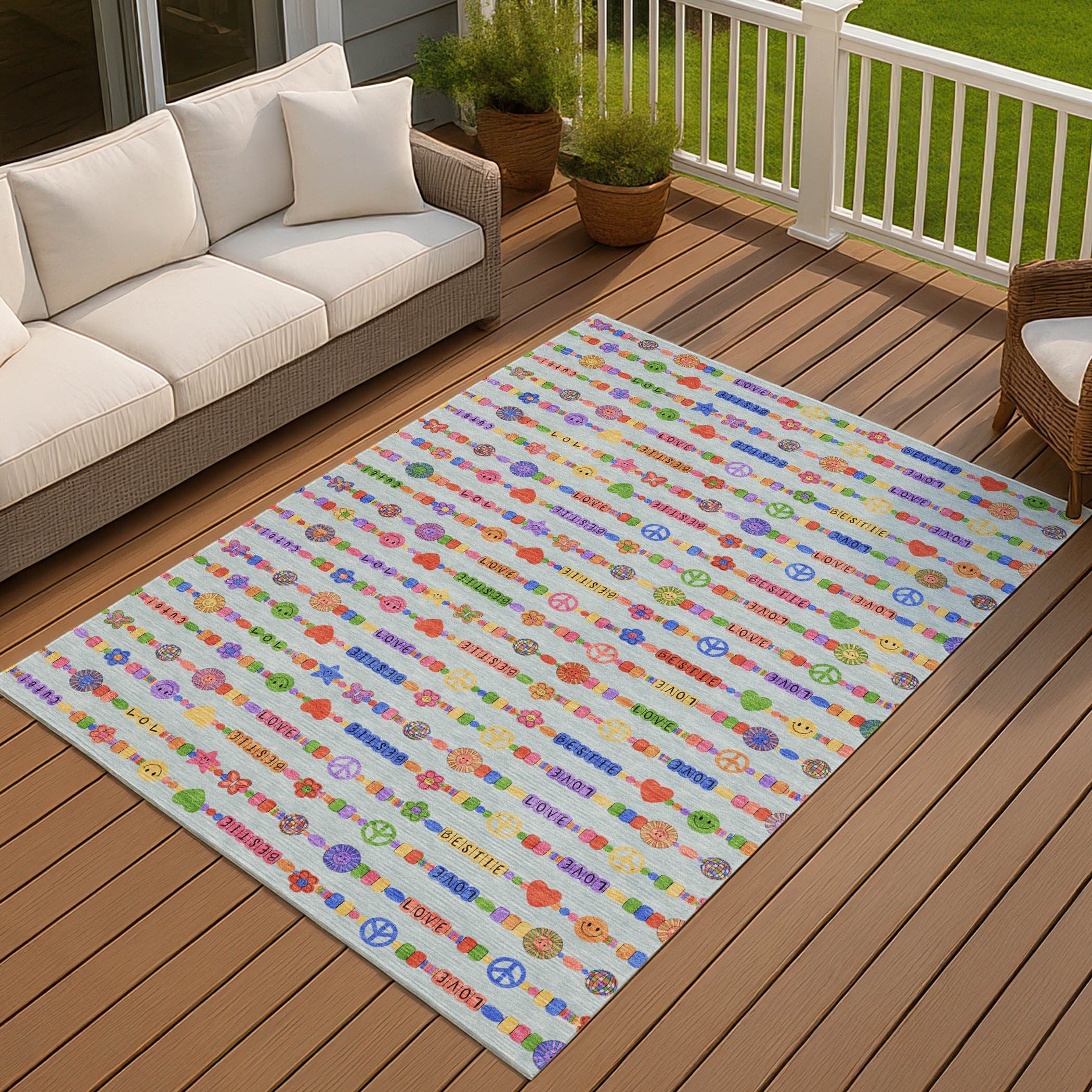 8' X 10' Sky Blue And Ivory Geometric Washable Indoor Outdoor Area Rug Homeroots Outdoor