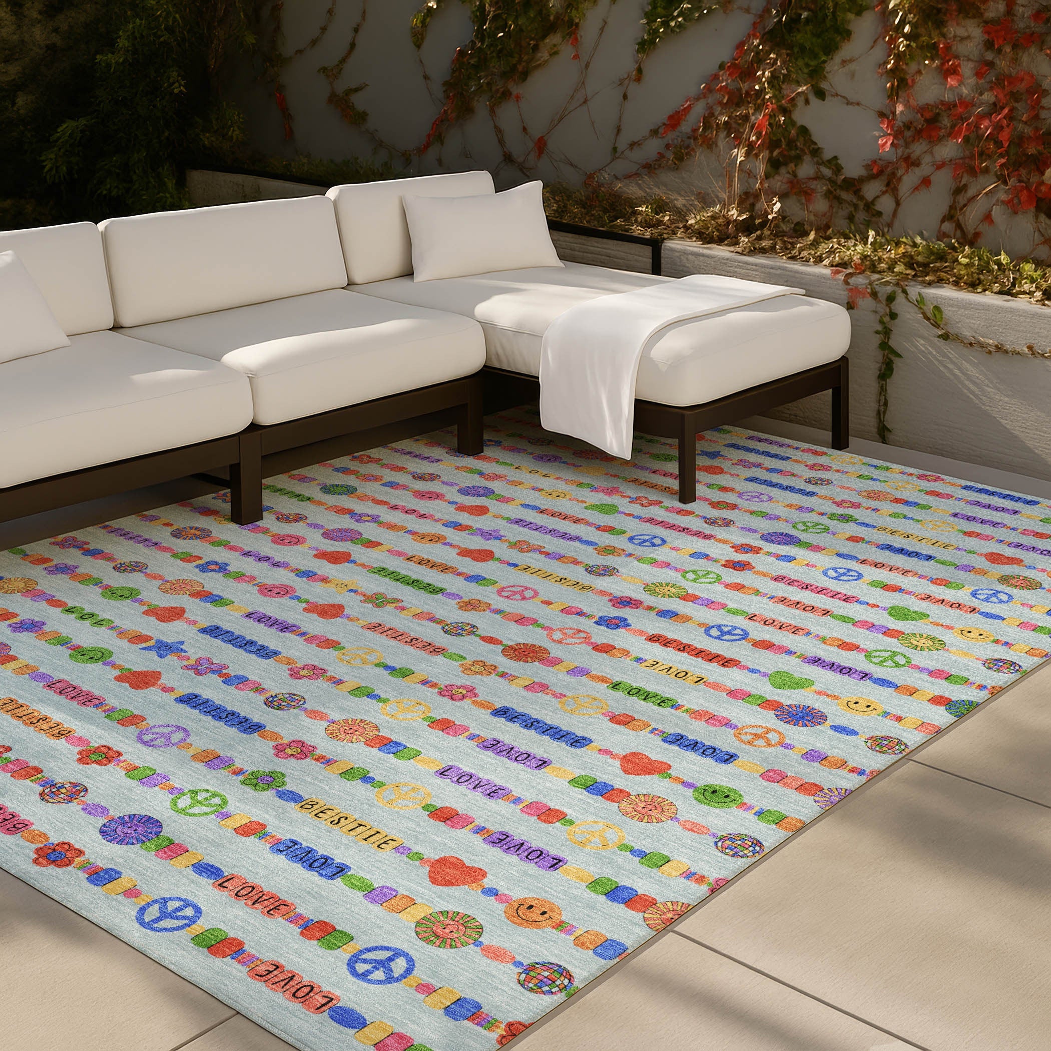 8' X 10' Sky Blue And Ivory Geometric Washable Indoor Outdoor Area Rug Homeroots Outdoor