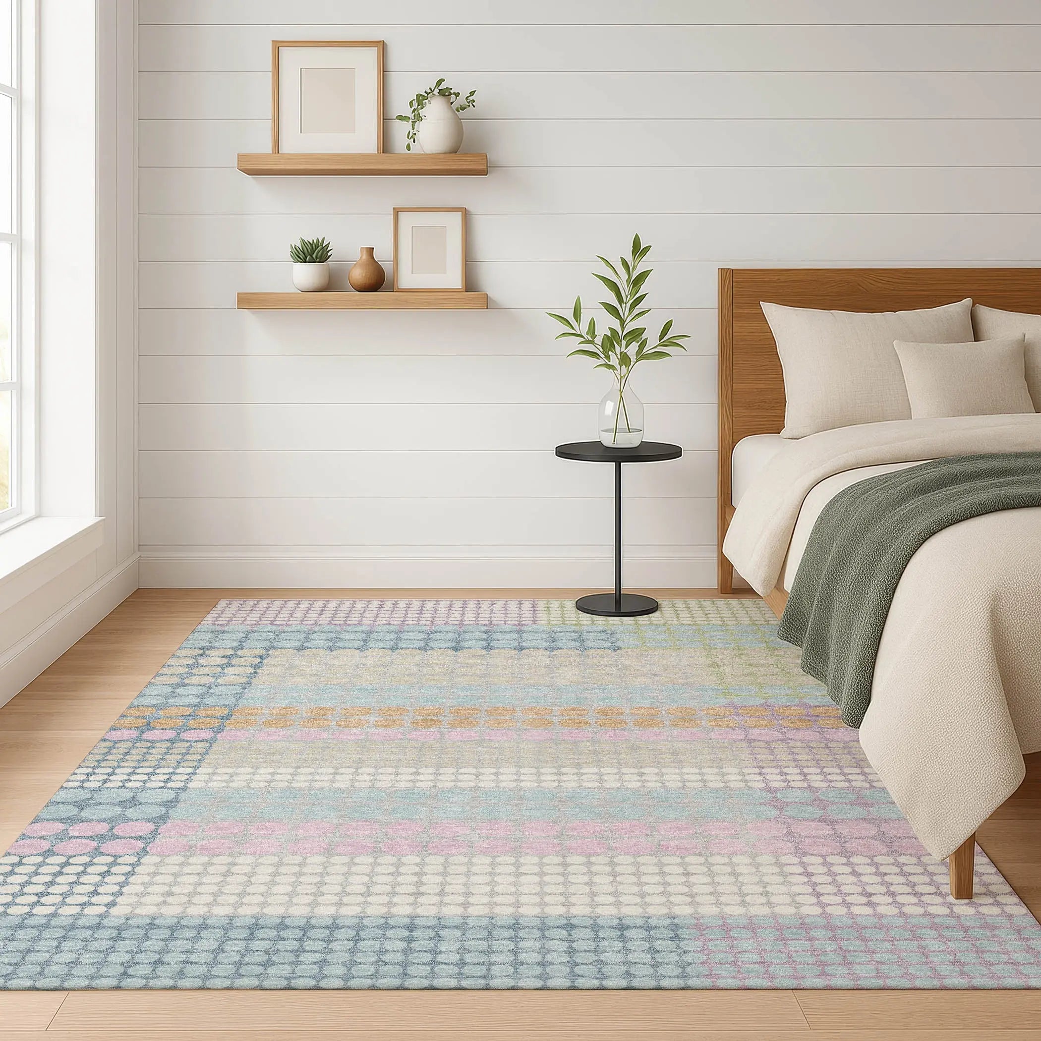 8' X 10' Sky Blue And Lavender Geometric Washable Indoor Outdoor Area Rug Homeroots Outdoor