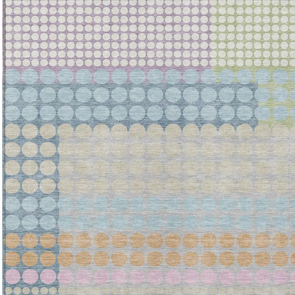 8' X 10' Sky Blue And Lavender Geometric Washable Indoor Outdoor Area Rug Homeroots Outdoor